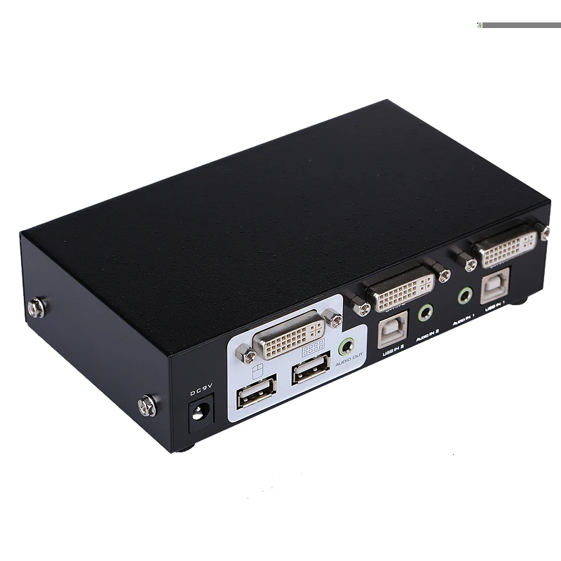 2 порта DVI Авто USB 0 KVM Smart Switch клавиатура мышь Switcher full HD 1080P DVR металл включает кабели