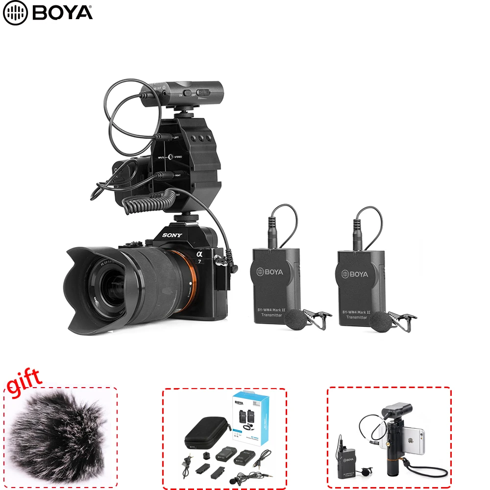 BOYA BY WM4 Беспроводная петличная микрофонная система для Canon Nikon Sony Panasonic DSLR камера