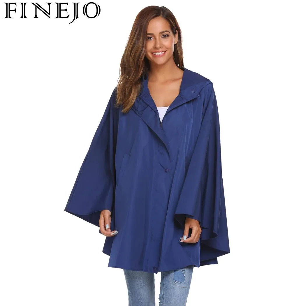 FINEJO Autumn Jacket Women Batwing Sleeve Hooded Cloak Raincoat Outwear Loose Coat Fashion Casual New 2017 11 | Женская одежда