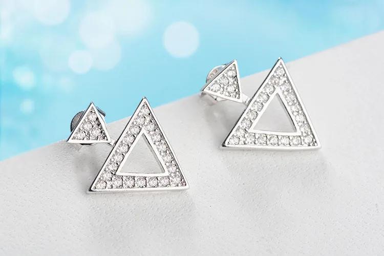 Женские Треугольные Серьги-гвоздики из стерлингового серебра 925 пробы с