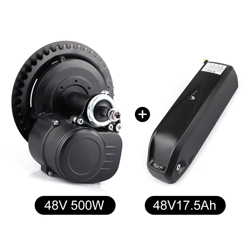 DIY электрический велосипед 48 в 500 Вт 36 В 350 Вт 250 Вт Tongsheng tsdz2 Mid Drive двигатель конверсионный комплект велосипедный двигатель Датчик крутящего момента с батареей - Цвет: 500W 17.5AH BATTERY