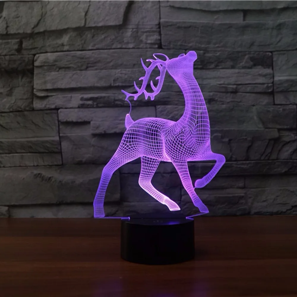 3d светильник Sika Deer ночник 7 цветов сменный сенсорный Usb настольная лампа