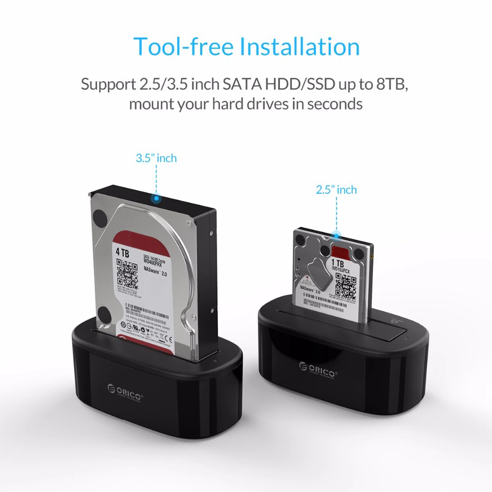Док-станция Orico Hdd 5 Гбит/с, супер скорость, Usb 3,0-Sata, док-станция для жесткого диска, инструмент 12 В,, HDD для 3,5 дюймового жесткого диска