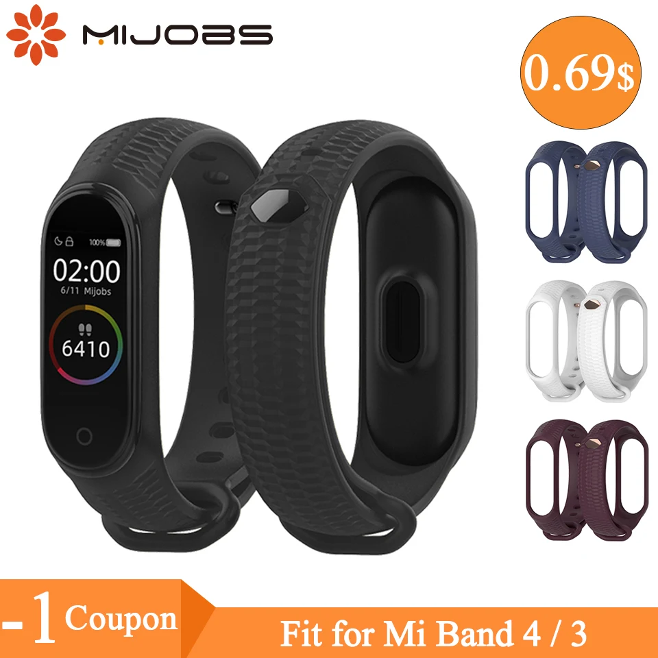 Mi jobs для Xiaomi mi Band 4 ремешок силиконовый ремешок для Xiaomi mi Band 4 аксессуары браслет mi band 4 ремешок для mi band 3 4