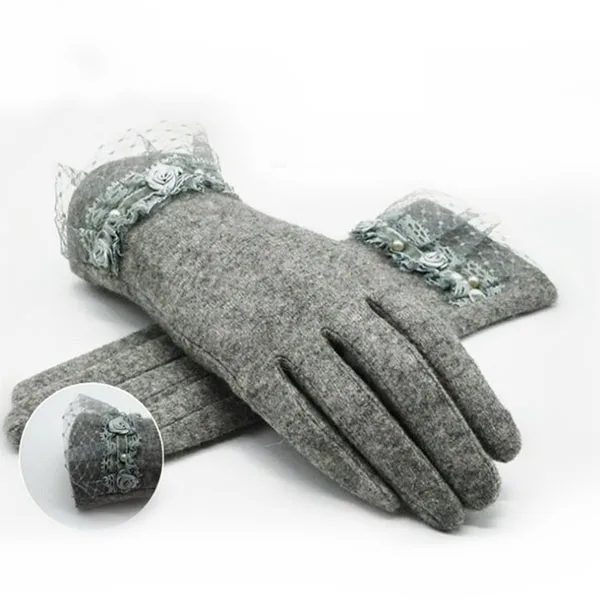 G017 Grey VISNXGI, осенне-зимние модные женские кашемировые перчатки, женские меховые шерстяные перчатки, милые элегантные Универсальные женские серые перчатки - Цвет: G017 Grey