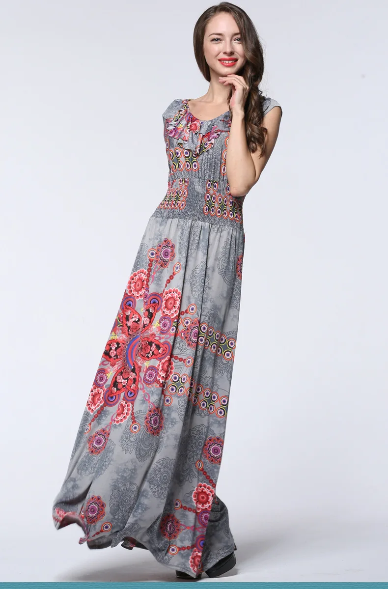 Женское платье-макси без рукавов с цветочным принтом | Женская одежда