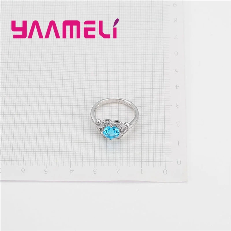 Vintage Folk Style 925 Sterling Silver Ring Wave Shape Multi-Color Sparkling Wedding Vows Party Little Girl Adult Gift | Украшения и