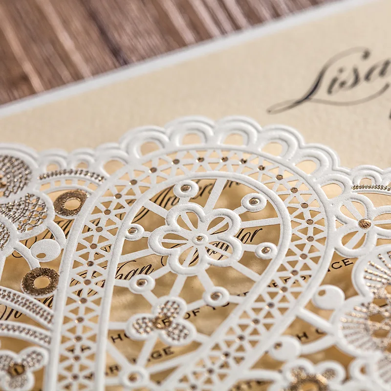 Персонализированные Великолепный лазерная резка Свадебные Приглашения белый