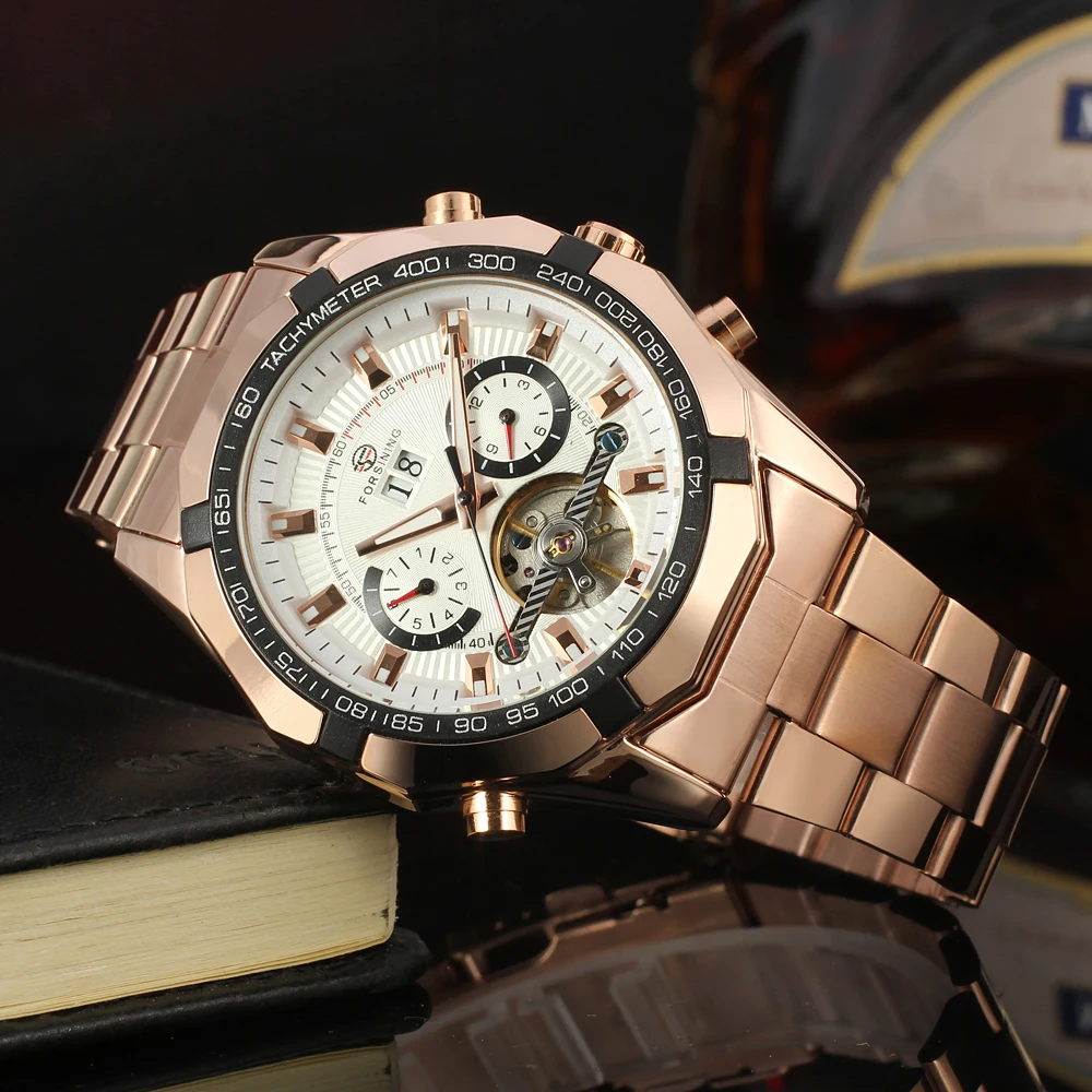 2018 Новая мода Forsining Tourbillon часы Мужские автоматические мужские механические из