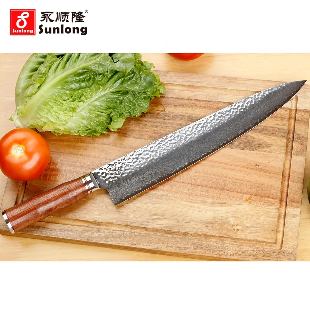 Ножи шеф повара Sunlong Gyuto VG10 японские ручки из Дамасского палисандра 10