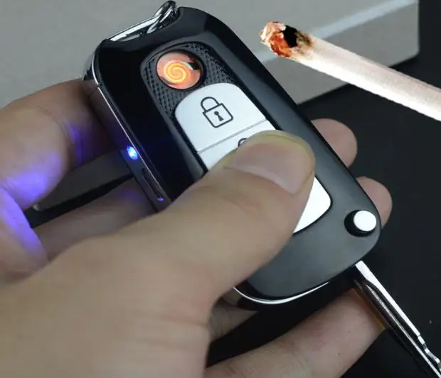Креативная зажигалка с Usb зарядкой модель автомобильного ключа ветрозащитная
