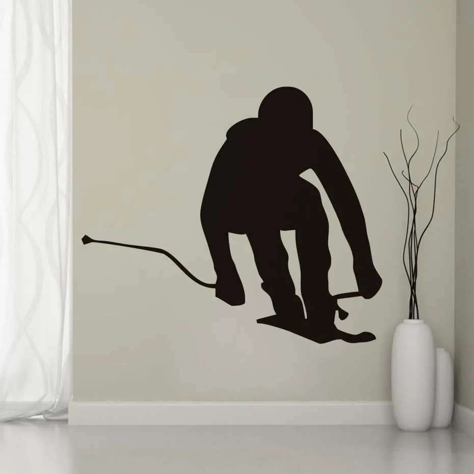 DCTOP Skiing Ski Wall Stickers Homr Decor Removable Vinyl Kids Birthday Gift Art Decals Skier Waterproof Living Room Decal | Дом и сад