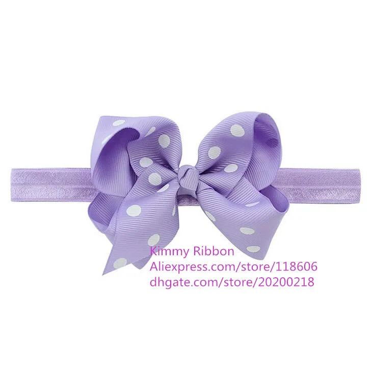 

200pcs/lot Purple Polka Dot Girls Twisted Boutique Bow Headband - Toddlers