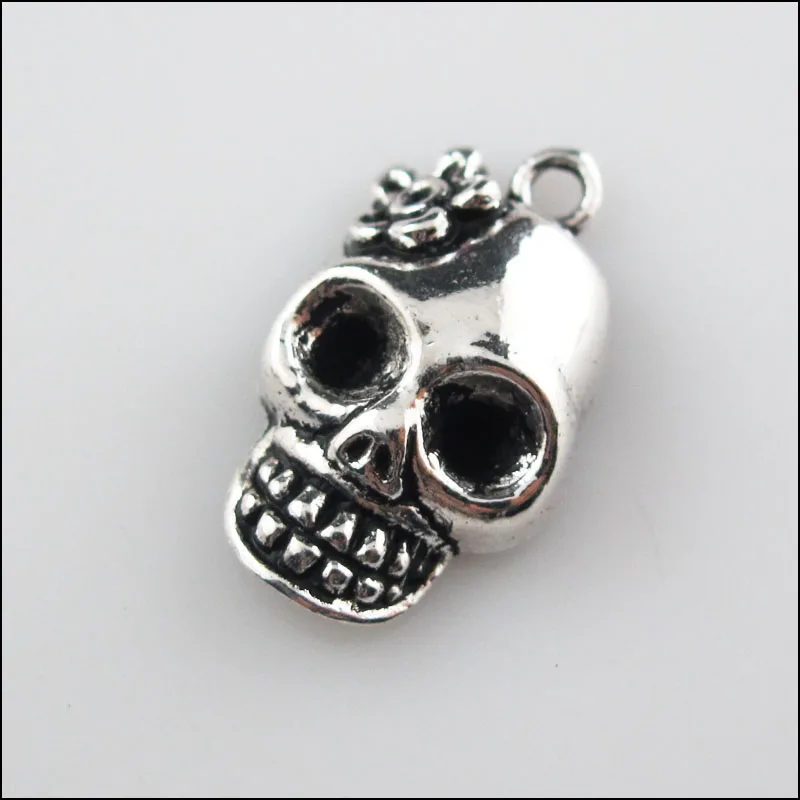Мода 15 шт. Тибетский серебристый цвет Хэллоуин Подвески черепа 13x21.5mm|Шармы| |