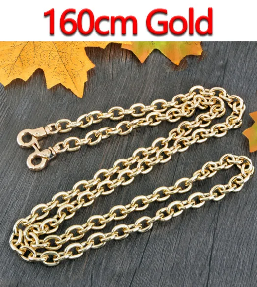 160cm Gold DIY 9mm Gold, Silver, Gun Black O Shape Chains Replacement Shoulder Bag Straps for Small Handbags Belts Handles - Цвет: 160cm Gold