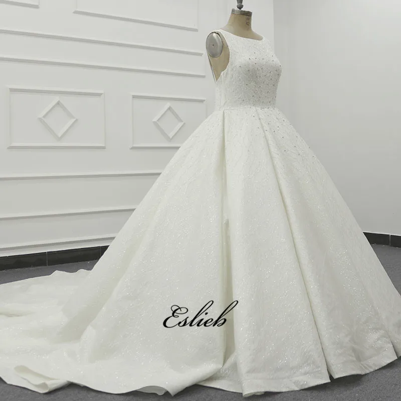Eslieb Shining Muslim Dubai Wedding dresses Zipper Back dress 2019 Ball Gown Bridal Dresses Vestido de Noiva | Свадьбы и торжества