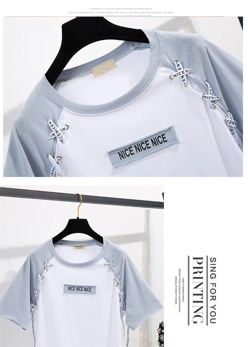 Женская футболка с принтом tether + джинсовая юбка дырками и буквами комплект из