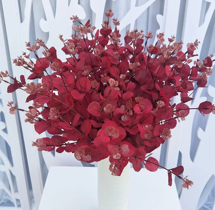 

5pcs Artificial Eucalyptus robusta Branch For Plant Wall Wedding Landscape Archway Ceiling Home Hotal Office Bar Decorative