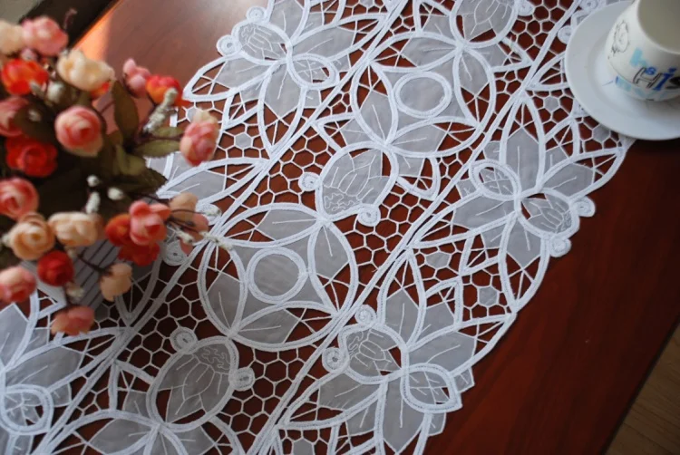 100% хлопок ручная вышивка белый цвет Настольный коврик обеденный стол флаг