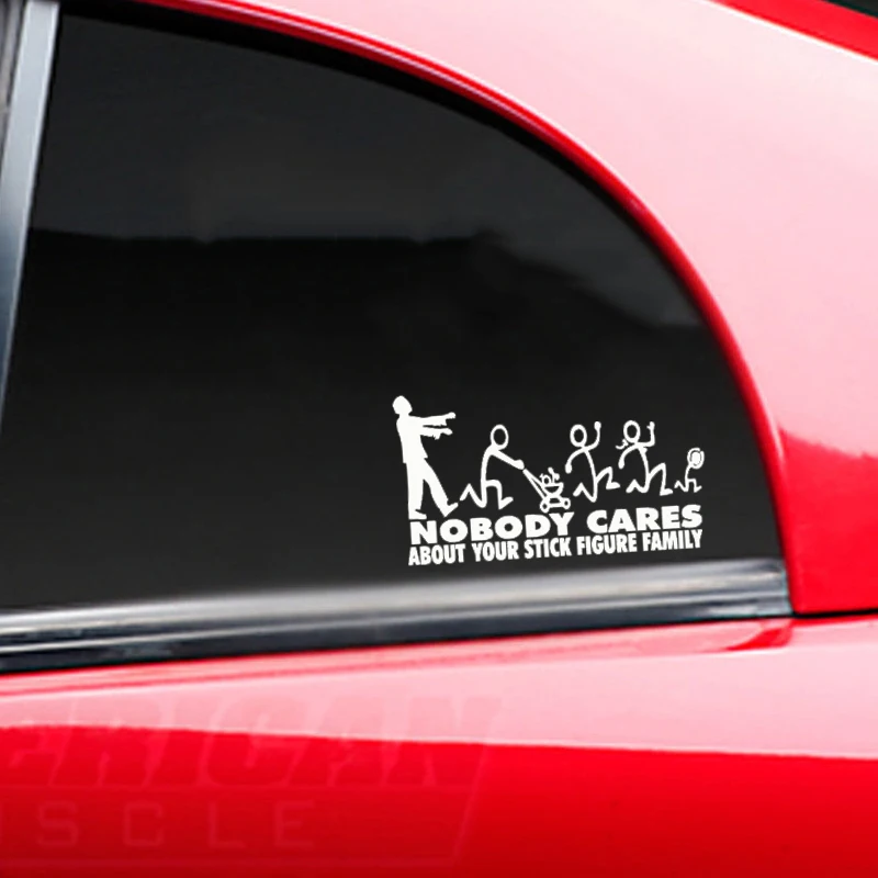 Cool Zombie Stick Family Nobody Cares Truck Cute And Interesting Stickers Car Decal Bumper Decor Vinyl Hobby Sticker | Автомобили и