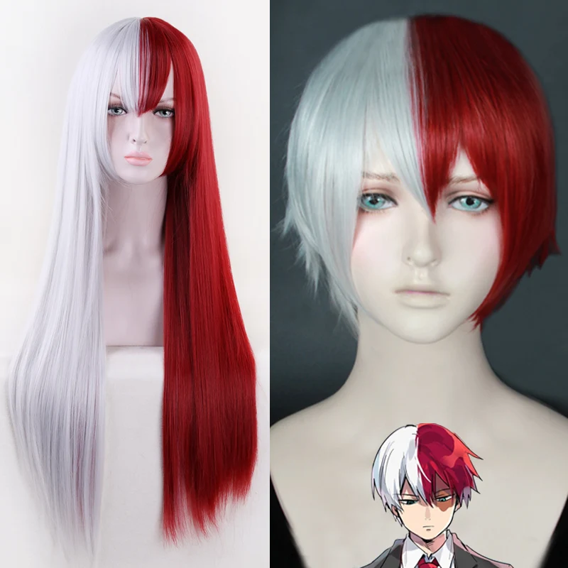 Мой Boku no Hero Academy шото Тодороки Shouto короткий серебряный белый и красный термостойкий косплей костюм парик