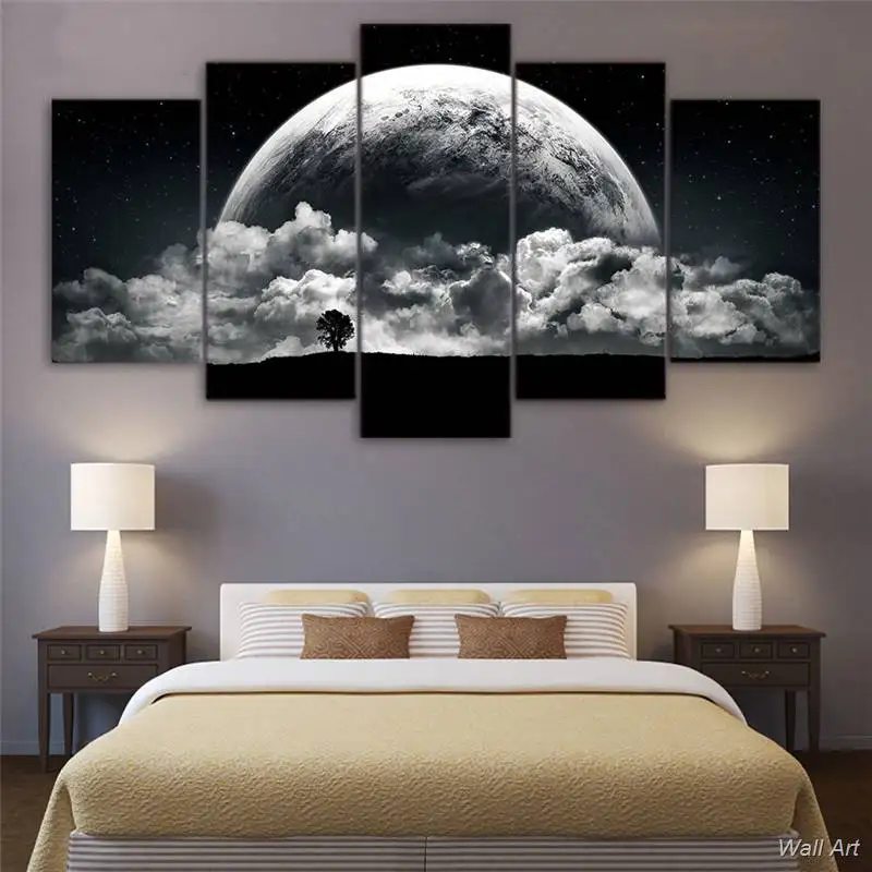 Холст картины напечатанные 5 шт. ночные облака планеты настенные художественные