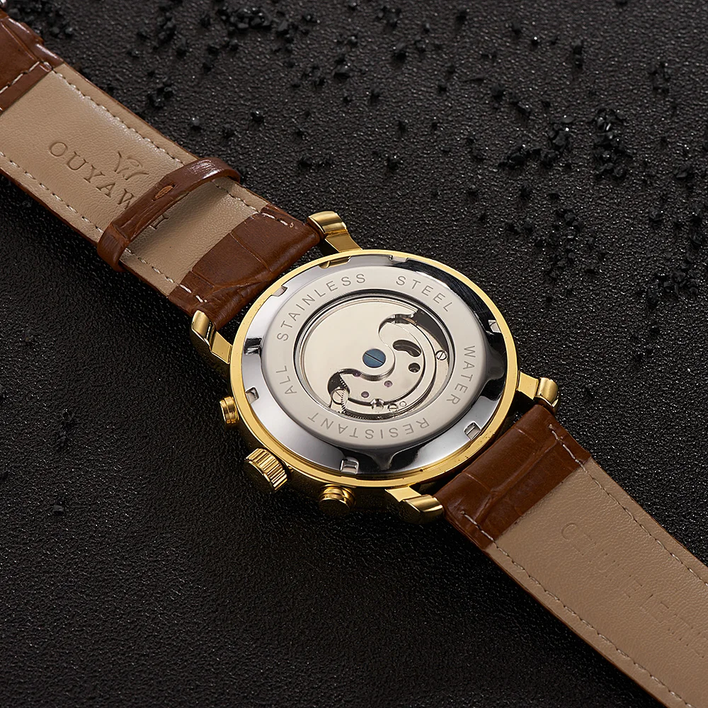 OUYAWEI 2019 мужские часы автоматические механические Роскошные с календарем модные