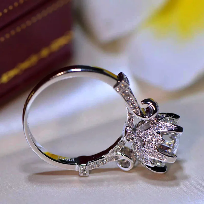 Блестящие Прозрачные Свадебные кольца SONA с высоким содержанием углерода 2 карата