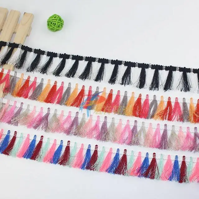 Лидер продаж, 48 ярдов/партия, кружево отделка Шитье с кисточками для костюма, Высококачественная подвесная тканевая лента для шитья одежды ручной работы