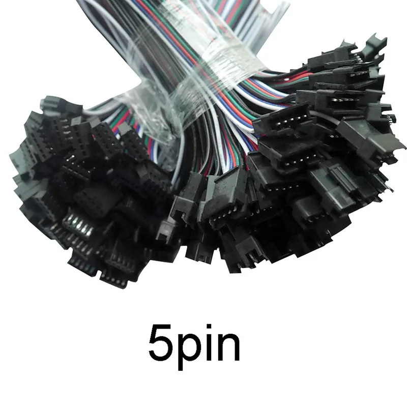5pin 5 пар~ 100 пар 3pin 4pin 5pin 6pin JST светодиодный Разъемы, мужчина и женщина разъем для 3528 5050 RGB RGBW RGBWW Светодиодные ленты свет - Цвет: 5pin