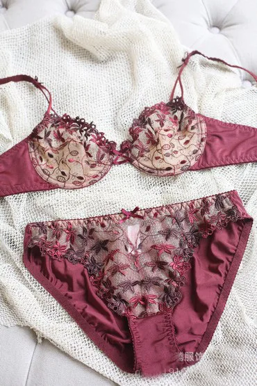 Комплект женского кружевного нижнего белья 5 цветов с вышивкой | Женская одежда