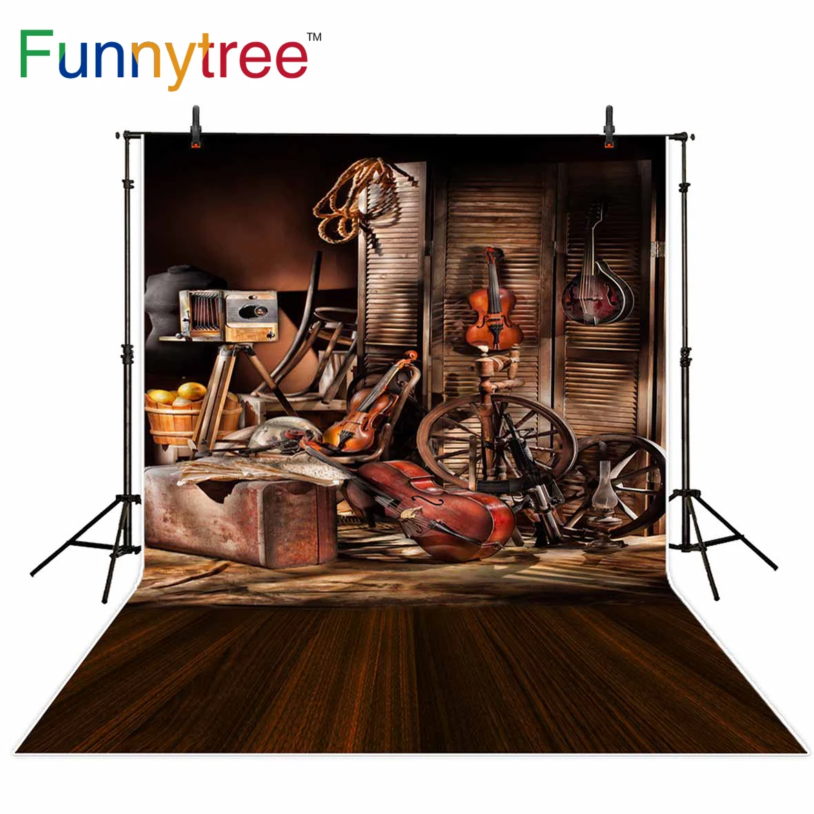 Фотофон Funnytree с винтажным изображением скрипки деревянной комнаты ковбойский