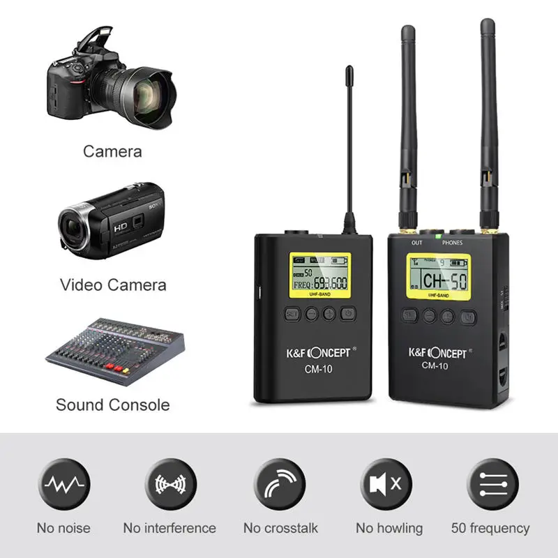 AABB-K &amp F Concept Cm-10 Uhf 100 м профессиональный беспроводной микрофон система приемник + 2