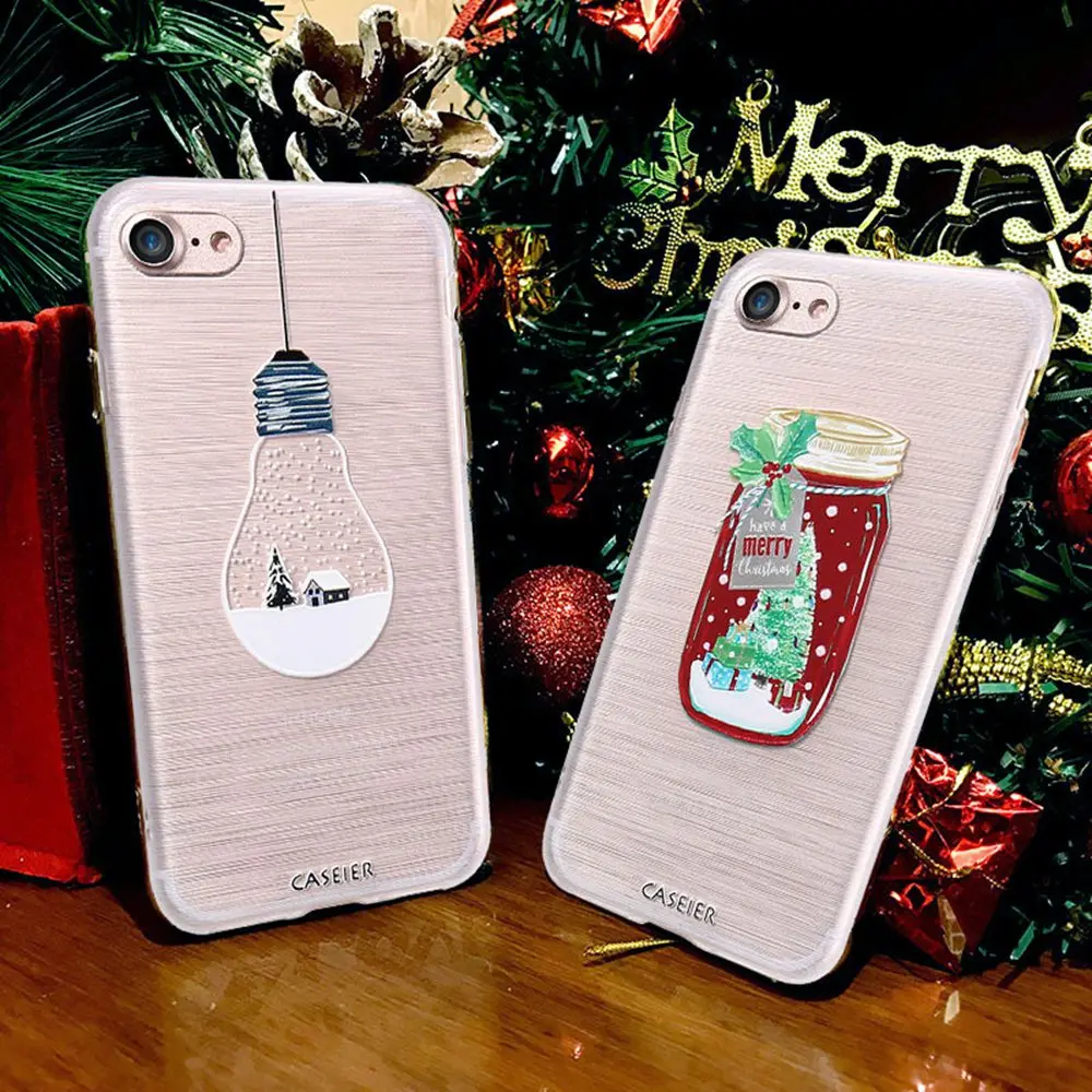 Caseier Рождество 3D Картина чехол для iPhone X 6 6s плюс Новогодний подарок мягкий TPU Plus