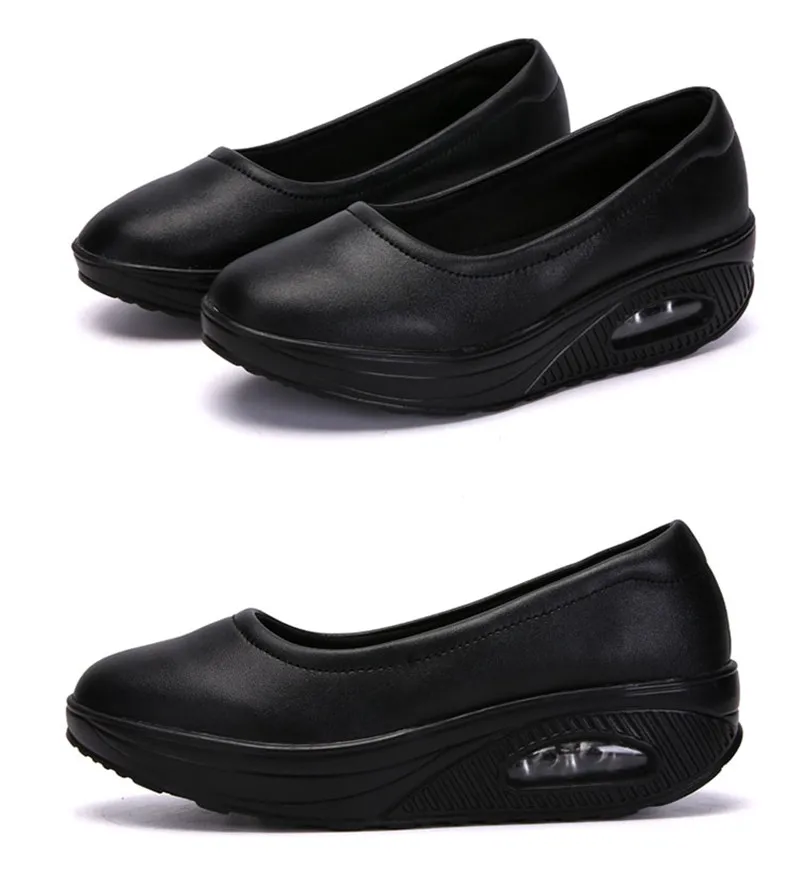 YAERNI Women Nurse Flats Shoes PU Leather Slip On Moccains Ladies Round Toe White Loafers Flat Women Sneakers Autumn Size 35-42