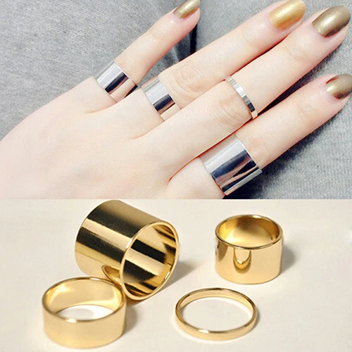 Хит 4 шт. простой Панк Стек Обычная Выше костяшки кольцо миди кончик пальца группа