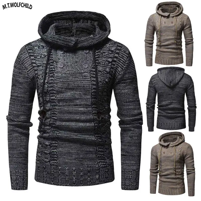 Мужская трикотажная водолазка с длинным рукавом Повседневные вязаные свитера