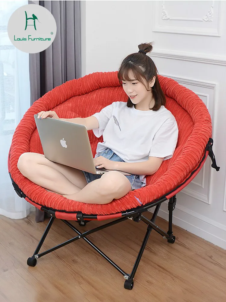 

Louis Fashion Chaise Lounge Folding Lunch Break Corduroy Moon Chair Lazy Sofa Sofa Balcony Backrest Modern