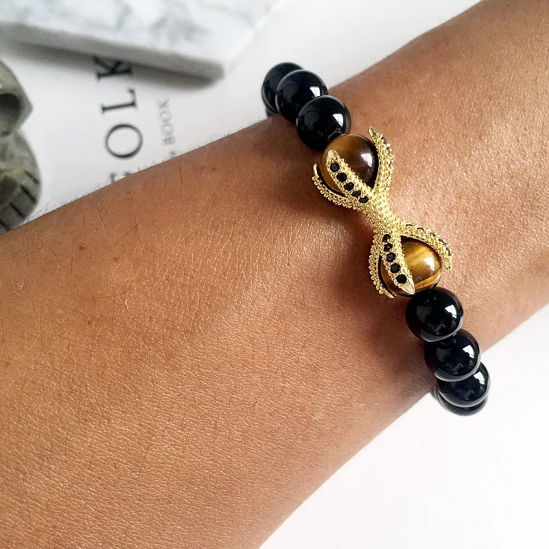 Mcllroy мужские ювелирные изделия тигровый глаз коготь черный натуральный камень