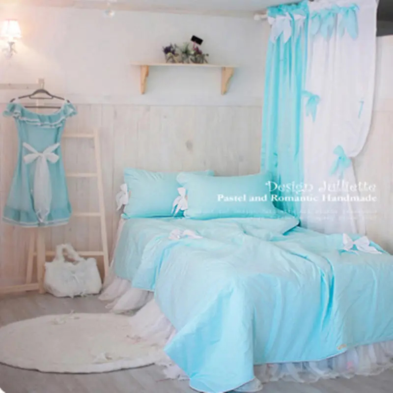 Милое постельное белье с бантом 100% хлопок розовый/белый принцесса постельные