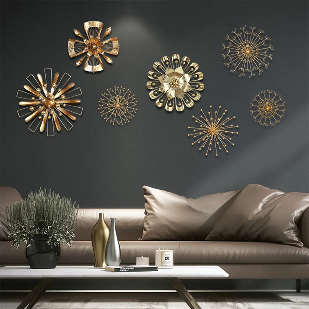 Цвести Аннотация Искусственный Металл Wall Art Home Decor Железный Золотой Стикер Стены Домашнего Декора Комнаты