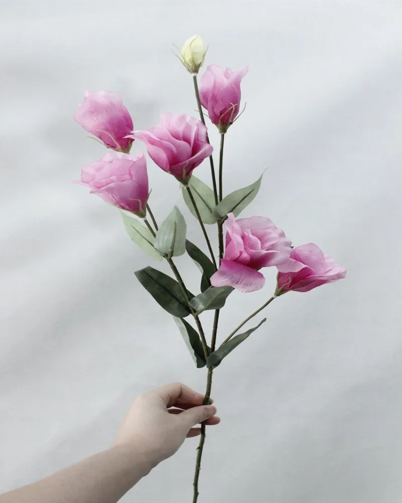 pink purple Свадебный букет цветов 7 голов Eustoma Lisianthus шелковые искусственные цветы украшение дома искусственный цветок - Цвет: pink purple