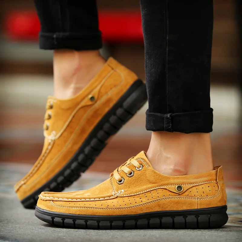 Весна Осень Замши Мужчины Повседневная Обувь Британский Стиль Отдыха Рабочая
