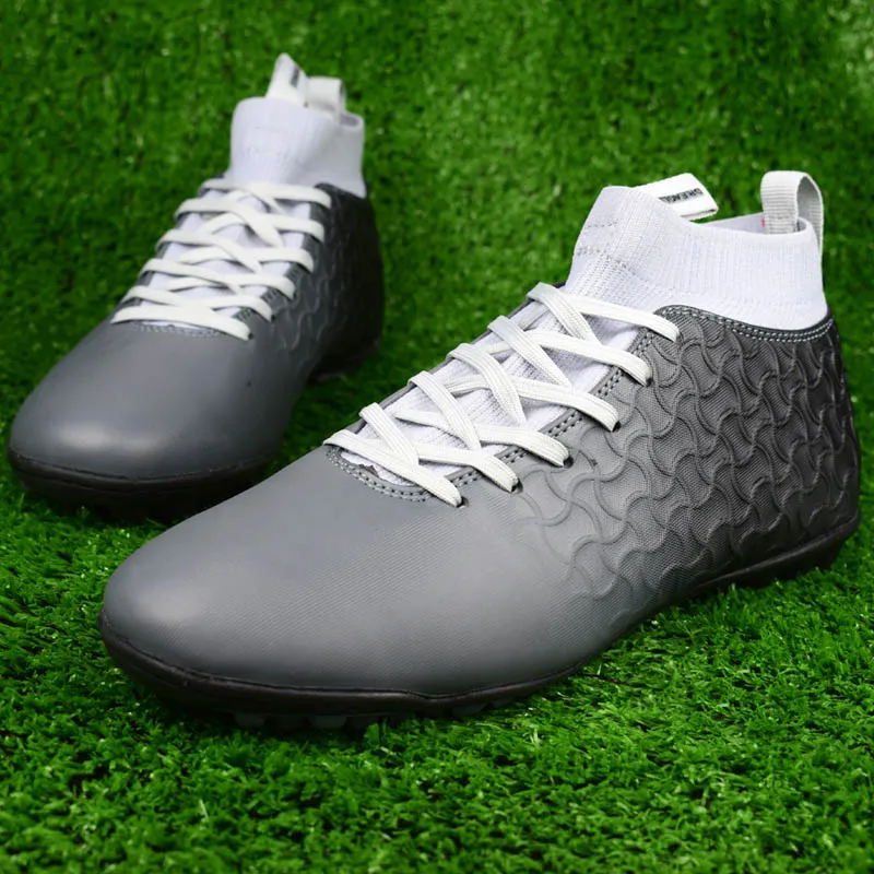 black grey DR. EAGLE/Крытый Футбол обувь Носки с травой бутсы кошки, Мужская футбольная обувь с мячом профессиональный мини-футбола обувь сапоги мужские Сникеры; сезон лето - Цвет: black grey
