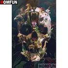 Алмазная 5D картина HOMFUN A17518 сделай сам с квадратнымикруглыми стразами, вышивка крестиком с изображением животного, черепа, домашний декор, подарок