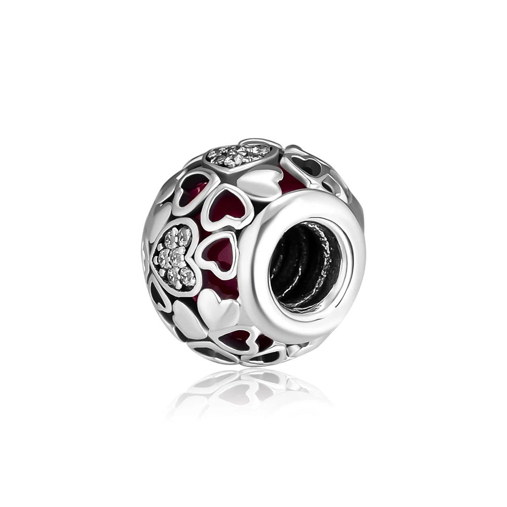 BEADS for Jewelry Making BraceletS Encased in Love cHarMs with Pink CZ 100% 925 OrigiNal Sterling Silver Jewerly Free Shipping | Украшения