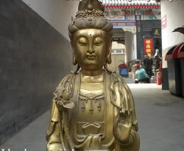 26 &quotКитайский Медь Южного Моря Лотос Гуань Инь гуань-Инь статуя Будды | Дом и сад