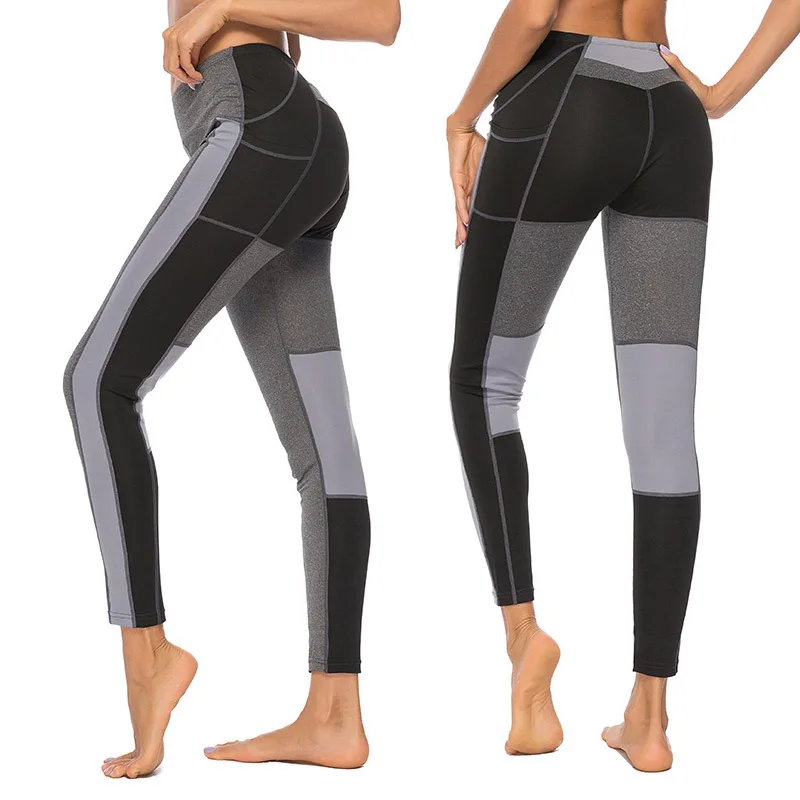 Женские Штаны Для Йоги лоскутные с карманами обтягивающие облегающие