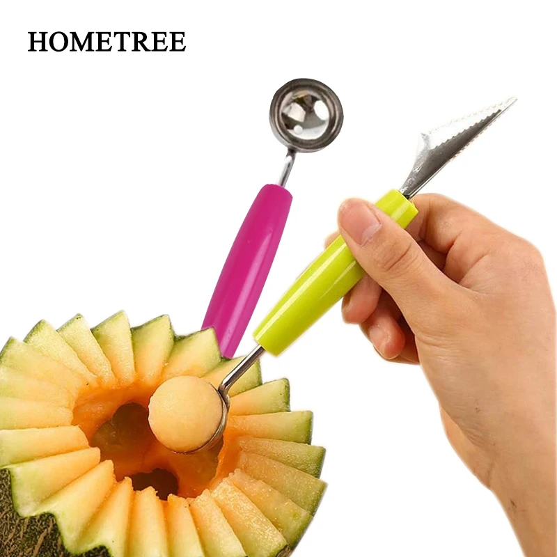 

HOMETREE Stainles Steel Watermelon Digging Ball Scoop Carving Knife Fruit Plate Cutting Flower Knife Kitchen Accessories H641
