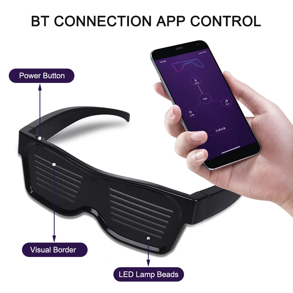 Приложение управления Светодиодный очки Bluetooth волшебный светодиодный вечерние очки светящиеся события и вечерние принадлежности для рождества и Хэллоуина